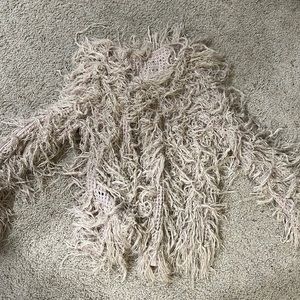 Free People Shaggy Jacket in Long Cream Fur Sz M